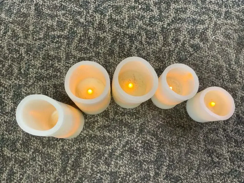 Set of 5 Graduated Flameless LED Pillar Candles with Wax Finish